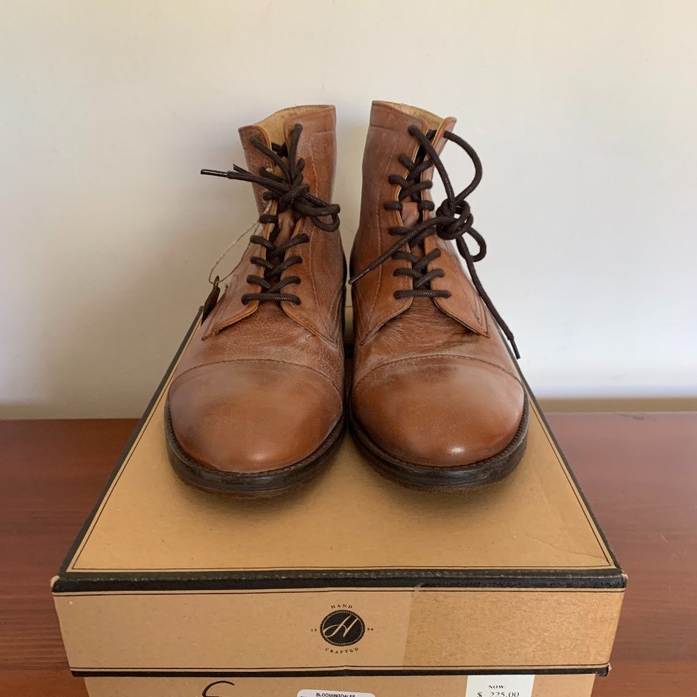 BNWB H by Hudson Men's PALMER DRUM DYE BROWN/TAN BOOT